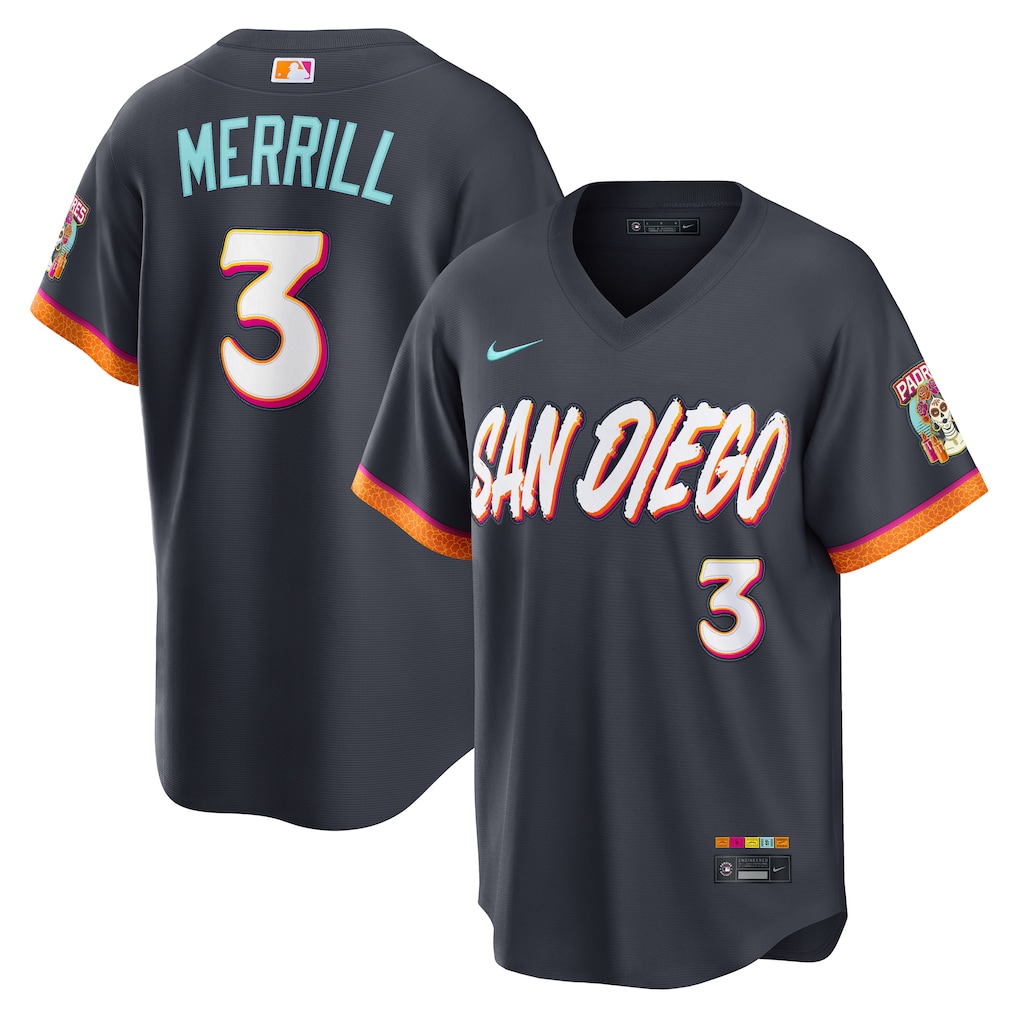 Men San Diego Padres #3 Jackson Merrill Nike Obsidian 2026 City Connect Stadium Jersey